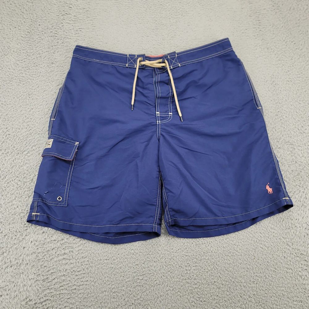 Polo Ralph Lauren Shorts Mens XL Blue Swim Outdoors Pink Pony Casual Pocket